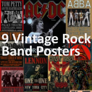 Pósters de bandas de rock vintage, música retro de los años 70, 80 y 90, decoración de pared para dormitorio, arte mural, portadas de álbumes de música antiguos (18 x 28 cm)
