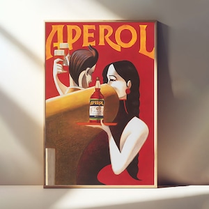 Pósters vintage de Aperol, arte de pareja bailando, impresión de bebidas, pósteres de lienzo para decoración de habitaciones, decoración de bares, póster de arte mural, pósteres de regalo