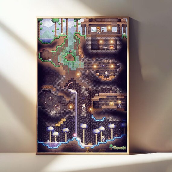 Terraria, Game Poster, Gaming Poster Gift, Minimalist Game Print, Gaming Wall Art, Canvas Poster