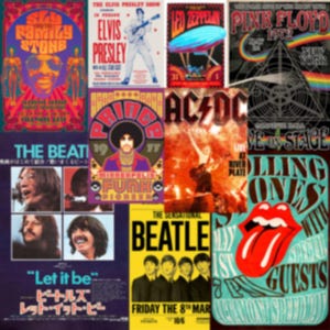 Juego de 9 carteles de bandas de rock vintage, carteles de bandas de los años 70, 80 y 90, carteles de rock clásico, carteles de música vintage, kit de collage de pared estético de 7 x 11