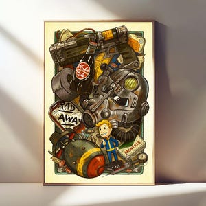 Fallout New Vegas, Spiel Poster, Retro Vintage Illustration, Geschenk Spiel Poster, Nostalgisches Kunstwerk, ungerahmt Leinwanddruck