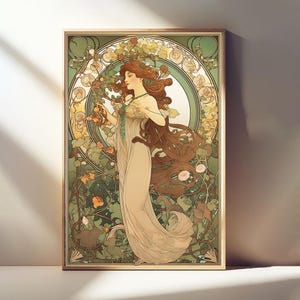 Alphonse Mucha, pôster de arte vintage, impressão em tela, decoração para casa, arte de parede vintage, presente romântico de inauguração de casa, impressão art nouveau