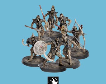 Undead Legion - Set 2 - Lot of 8 miniatures - 28mm and 32mm - Grey resin miniatures, unpainted
