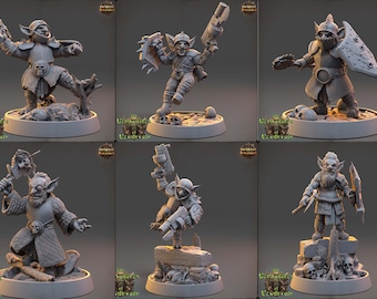 Goblin Grenadier - Set 3 - Pack of 6 miniatures - 32mm - Grey resin miniatures, unpainted