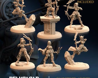 Shadowveil Archer - Set of 6 miniatures - 32mm - Grey resin miniatures unpainted