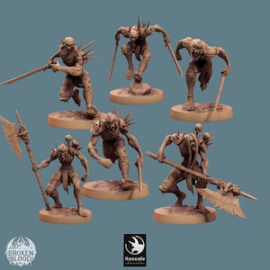 Ghoul Ravager - set 2 - Lot de 6 figurines - 28mm et 32mm - Figurines en resine grise à peindre