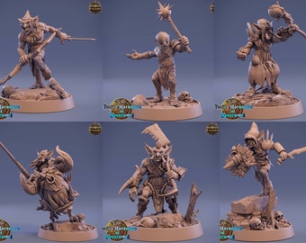 Goblins - set 5 - Lot de 6 figurines - 32mm - Figurines en resine grise à peindre
