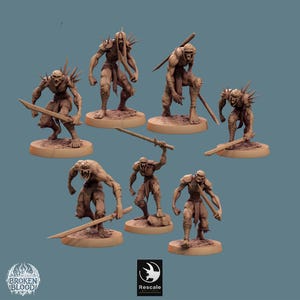 Ghoul Ravager - set 3 - Lot de 7 figurines - 28mm et 32mm - Figurines en resine grise à peindre