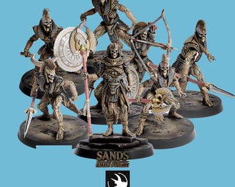 Undead Legion - Set 1 - Lot of 8 miniatures - 28mm and 32mm - Grey resin miniatures, unpainted