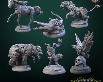 Plague Beasts - 28mm and 32mm - 6 miniatures - sold individually or as a set - Unglued grey resin miniatures ready to be painted
