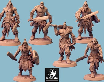 Orcs avec épée - Lot de 6 figurines - 28mm et 32mm - Figurines en resine grise à peindre