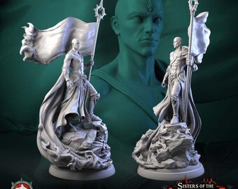 The Pale Messenger banner - heroic figure - 32mm or 75mm - Grey resin figures to be painted