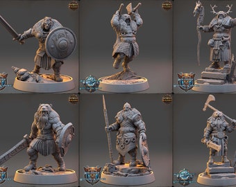 Northmen - Set 1 - Lot de 6 figurines - 32mm - Figurines en resine grise à peindre