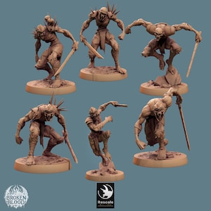 Ghoul Ravager - set 1 - Lot de 6 figurines - 28mm et 32mm - Figurines en resine grise à peindre