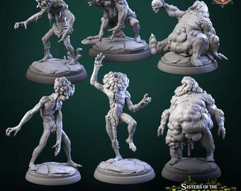 Festering Host - 28mm and 32mm - 6 miniatures - sold individually or as a set - Unglued gray resin miniatures ready to be painted