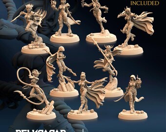 Shadowborn Daughters - Set of 9 miniatures - 32mm - Grey resin miniatures unpainted
