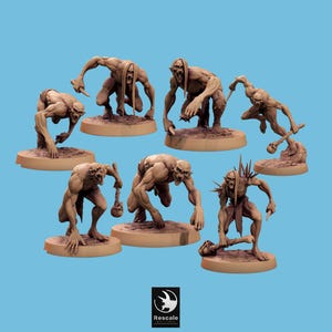 Ghoul Savage - set 2 - Lot de 7 figurines - 28mm et 32mm - Figurines en resine grise à peindre