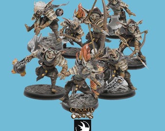 Fire Goblins - Set 1 - Pack of 8 miniatures - 28mm and 32mm - Grey resin miniatures, unpainted