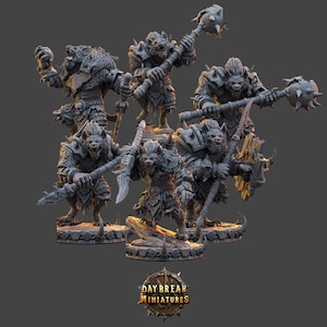 Gnoll - Set 2 - Paket med 6 figurer - 28 mm och 32 mm - Grå resinfigurer att måla