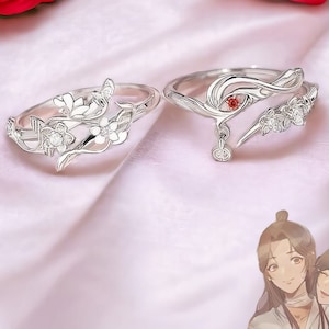 Divine Anime-Inspired Rings: Tian Guan Ci Fu, Hua Cheng, Xie Lian - Versatile His and Hers Couple Rings, Fan Merchandise, Adjustable Unisex