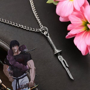 Anime Jujutsu K#en Toji Fushiguro Necklace - Inverted Spear of Heaven Pendant | Unisex Cosplay Jewelry | Sword, Knife Choker Unique Gifts