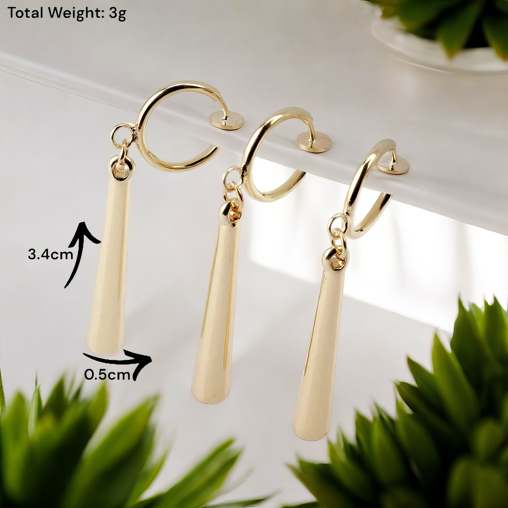 Zoro Cosplay Earrings Set | Unisex One Piece Anime Jewelry | Long