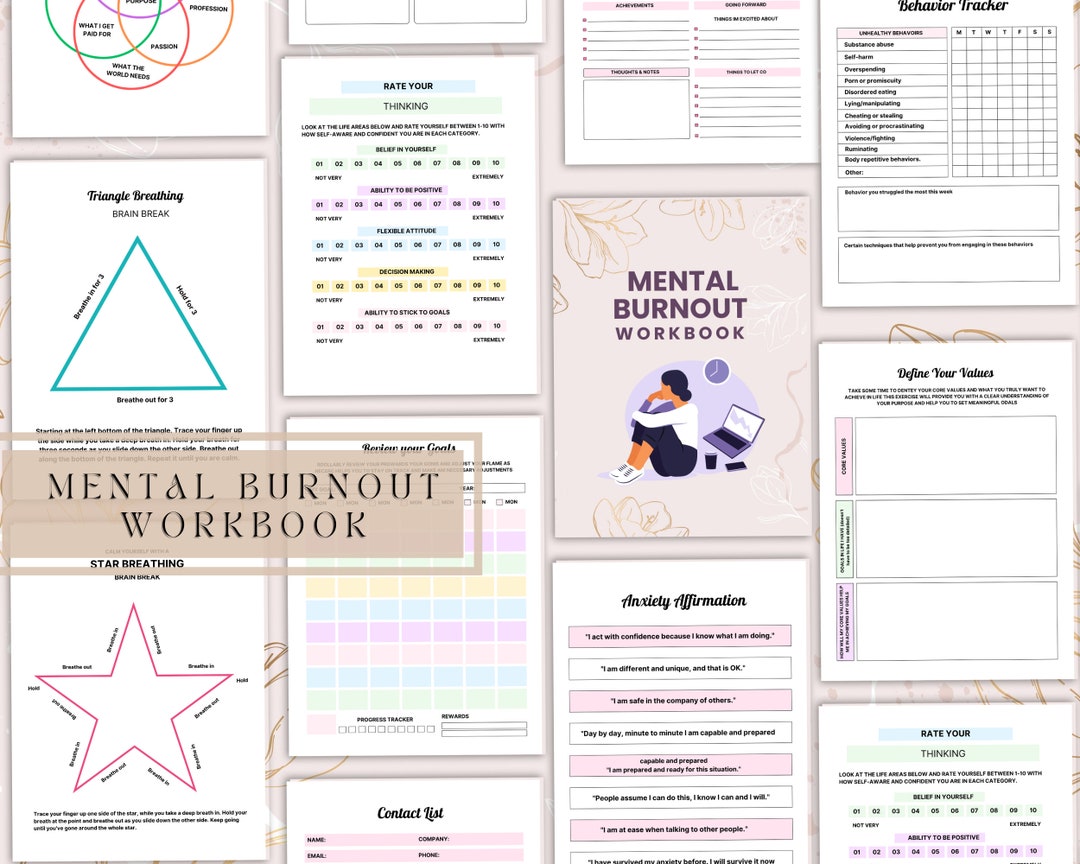 Mental Burnout Recovery Journal | Self-care & Stress Relief Workbook ...