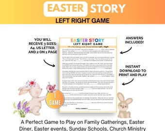 Juegos de Pascua, Juego de Pascua de izquierda y derecha, Juegos cristianos de Pascua, Juegos de Pascua para niños pequeños, Historia de Pascua imprimible, Juegos religiosos