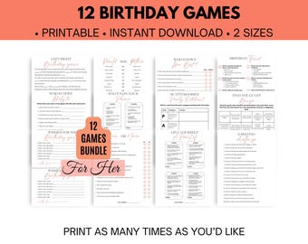 Juegos de cumpleaños para ella Juego de fiesta de cumpleaños para mujer adulta Quién la conoce mejor Juegos Bingo Trivia Cuestionario Juego imprimible para invitados Juegos divertidos