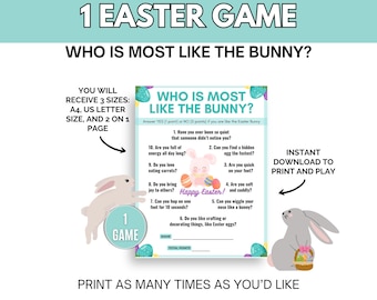 ¿Quién se parece más al conejo de Pascua?, Juegos de Pascua, Juegos de Pascua para niños, Juegos de Pascua para adultos, Imprimibles de Pascua, Juegos divertidos de Pascua, Juego más parecido