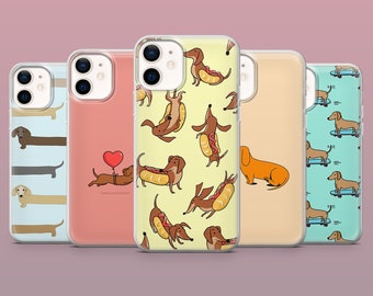 Dachshund Phone Case Doggy Dog Cover for iPhone 15, 14, 13, 12, 11, X Samsung S24+, S23FE, S22, A15, A54, A25, Pixel 8A, 8Pro, 7A, 7Pro, 6A