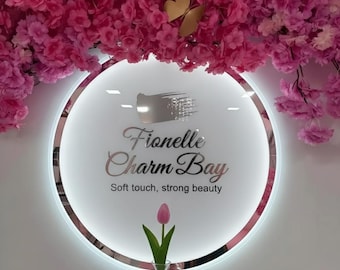 Custom Acrylic Business Backlit Sign | Acrylic Logo Sign | Illuminated Sign | Salon Sign |  Welcome Sign