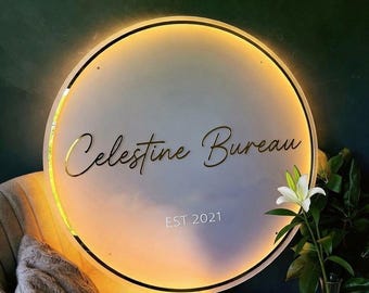 Placa comercial personalizada em acrílico | Placa iluminada | Placa de boas-vindas para escritório