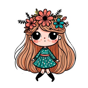 Quirky Girl Clipart, Commercial Use, Whimsical Ephemera, Watercolor JPGs, Instant Download, Fantasy Junk Journal, Paper Craft, Cute Doll