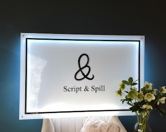 Placa personalizada em acrílico com logotipo retroiluminado para empresas | Placa iluminada | Placa para salão de beleza | Placa de boas-vindas