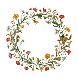Wildflower Wreath Clip Art, SINGLE IMAGE, Commercial Use // Transparent PNGs, Floral Wreath Clipart, Florals, Botanical, Invitation