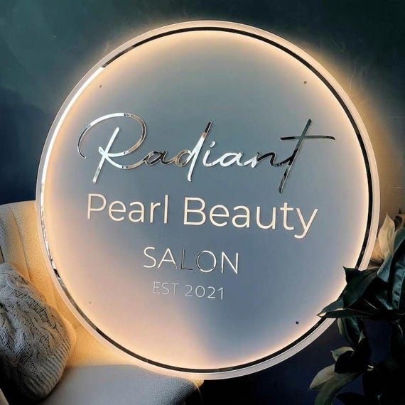 Custom Beauty Studio Glow Up Sign, Wall LED Salon logo sign, Business Logo Signs, Wall and Door Office Sign, Acrylic Salon Backlit Sign,