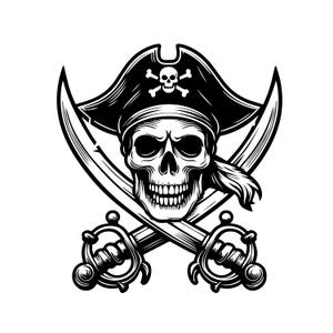 Pirate Skull Svg-bestand | Piratenclipart | Piratenvector | Piraten-svg | Schedel-svg | Png jpg-epsbestand voor afdrukbare Cricut silhouet