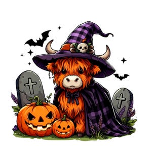 Halloween Highland Cow PNG, Bull Png,Retro Halloween Png, Ghost Cows Png, Funny Cow Png, Fall Png,Spooky Season,Cow Halloween png