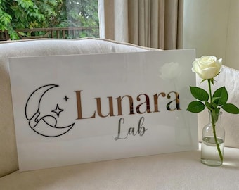 Placa Comercial em Acrílico | Logotipo Personalizado | Sinalização em Acrílico | Placa de Boas-Vindas para Porta de Escritório