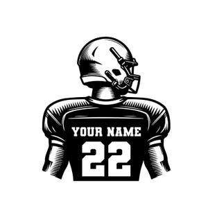 パーソナライズされたサッカー SVG | アメリカン プレーヤー デザイン SVG | カスタム名と番号 | サッカー プレーヤー PNG | ユニークなプレーヤー SVG