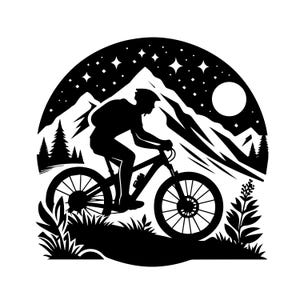 VTT svg - png - vélo - usage commercial - descente vtt - silhouette - clipart - téléchargement immédiat - cyclisme
