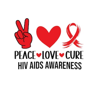 HIV エイズ啓発 SVG PNG、平和愛治癒 SVG、赤いリボン SVG、世界エイズデー 2024 Cricut 昇華デザイン