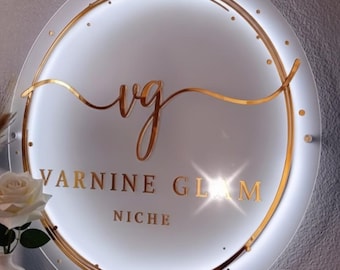 Placa personalizada em acrílico com logotipo da sua empresa | Placa retroiluminada | Placa de boas-vindas em acrílico | Placa iluminada
