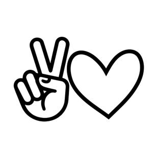Pace e Amore - Download digitale istantaneo - file svg, png ed eps inclusi! Mano della Pace, Segno della Pace, Segnale, Cuore