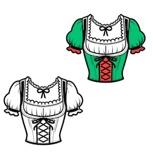 ディアンドル コスチューム SVG、バイエルン オクトーバーフェスト コスチューム SVG、プロスト ビール フェスティバル、クリカット シルエット SVG カット ファイル、T シャツ昇華 PNG デザイン