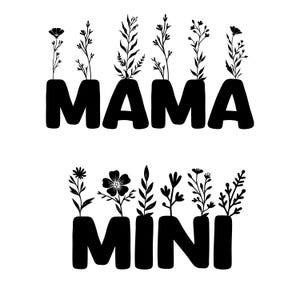 Mama and Mini Matching SVG, Mommy and Me Shirt Sweatshirt SVG, Mama Mini with Heart Svg Cut Files, Mama and Mini PNG, Mom Life Svg