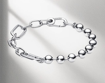 Bracciale con ciondoli a catena Pandora ME con perline, argento sterling S925 adatto a braccialetti con ciondoli europei, regalo per lei
