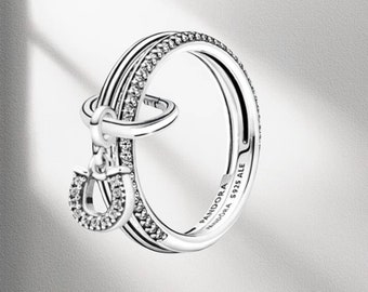 S925 Sterling Silver Charm Ring, Pandora ME Ringen, Minimalistische Lucky Horseshoe Ring Set, Compatibele Me Ring, Cadeau voor haar
