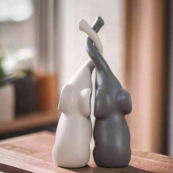 Ceramic Elephant Couple Home Decor Ornaments Housewarming Gift Home Accessory Gift for Her Statues